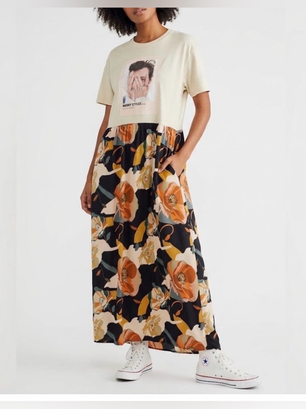 Custom Harry Styles Band Tee Dress L Upcycled